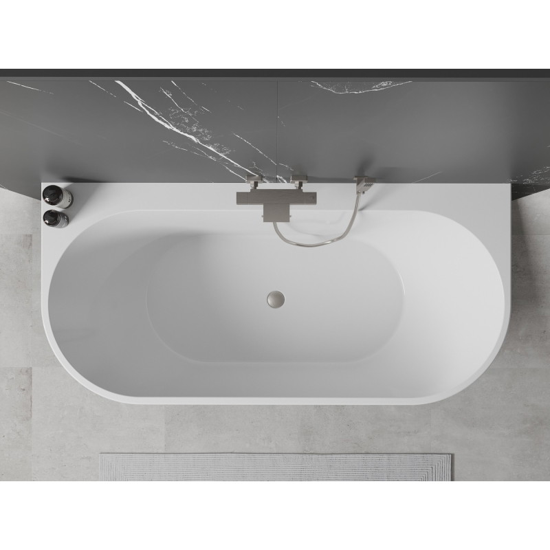 Mexen Oval+ voľne stojaca vaňa na stenu 170 x 80 cm, biela, prepad z matovaného niklu - 52681708000-97