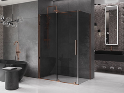 Mexen Velar posuvné sprchové dvere 160 x 85 cm, grafit, ružové zlato - 871-160-085-41-60