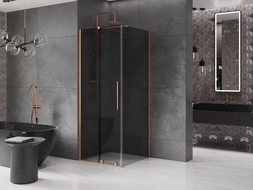 Mexen Velar posuvná sprchová kabína 90 x 90 cm, grafit, brúsená meď - 871-090-090-41-65