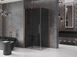 Mexen Velar posuvný sprchovací kút 90 x 120 cm, grafit, brúsená meď - 871-090-120-41-65