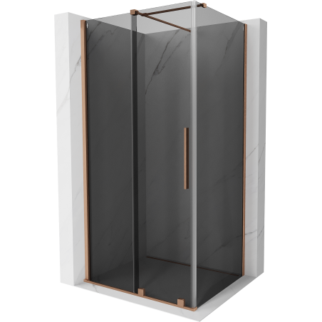 Mexen Velar sprchovací kút posuvný 120 x 90 cm, grafitový, brúsená meď - 871-120-090-41-65