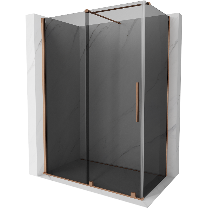 Mexen Velar sprchová kabína s posuvnými dverami 150 x 70 cm, grafit, brúsená meď - 871-150-070-41-65