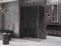 Mexen Velar sprchovací kút posuvný 160 x 70 cm, grafit, brúsená meď - 871-160-070-41-65
