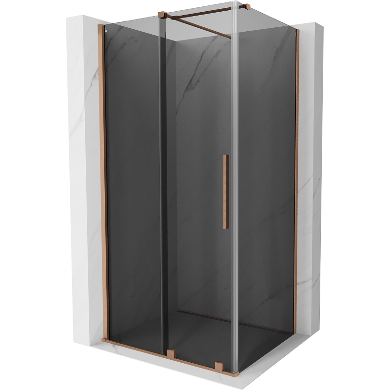 Mexen Velar sprchovací kút posuvný 130 x 85 cm, grafit, brúsená meď - 871-130-085-41-65