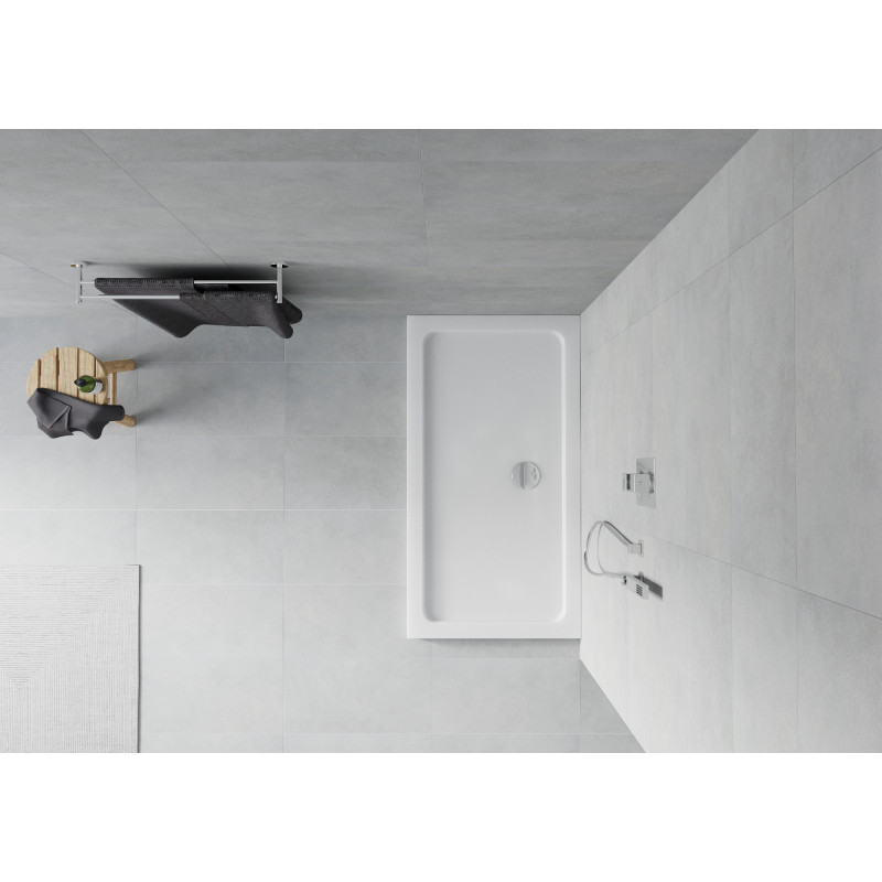 Mexen Flat slim obdĺžnikový sprchový kút 130 x 70 cm, biely, chrómový sifón - 40107013