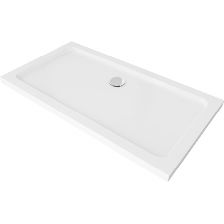 Mexen Flat obdĺžnikový sprchový kút slim 140 x 70 cm, biely, sifón chróm - 40107014