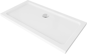 Mexen Flat obdĺžnikový sprchový kút slim 140 x 70 cm, biely, sifón chróm - 40107014
