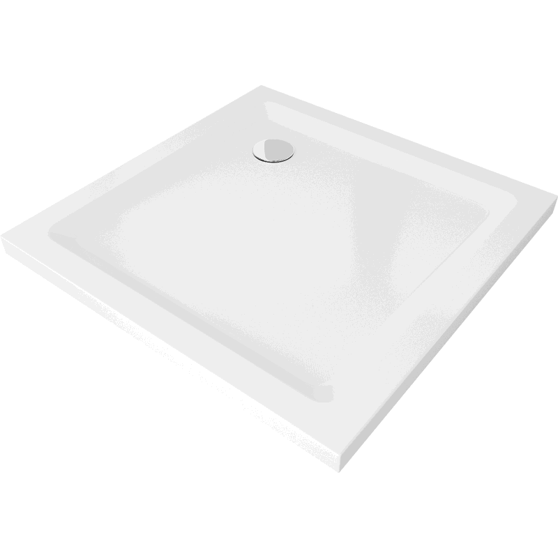 Mexen Flat štvorcová sprchová vanička slim 100 x 100 cm, biela, sifón chróm - 40101010