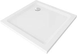 Mexen Flat štvorcová sprchová vanička slim 80 x 80 cm, biela, chrómový sifón - 40108080
