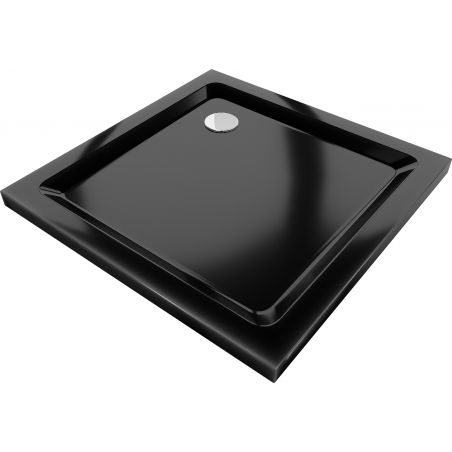 Mexen Flat štvorcový sprchový kút slim 80 x 80 cm, čierny, sifón chróm - 40708080