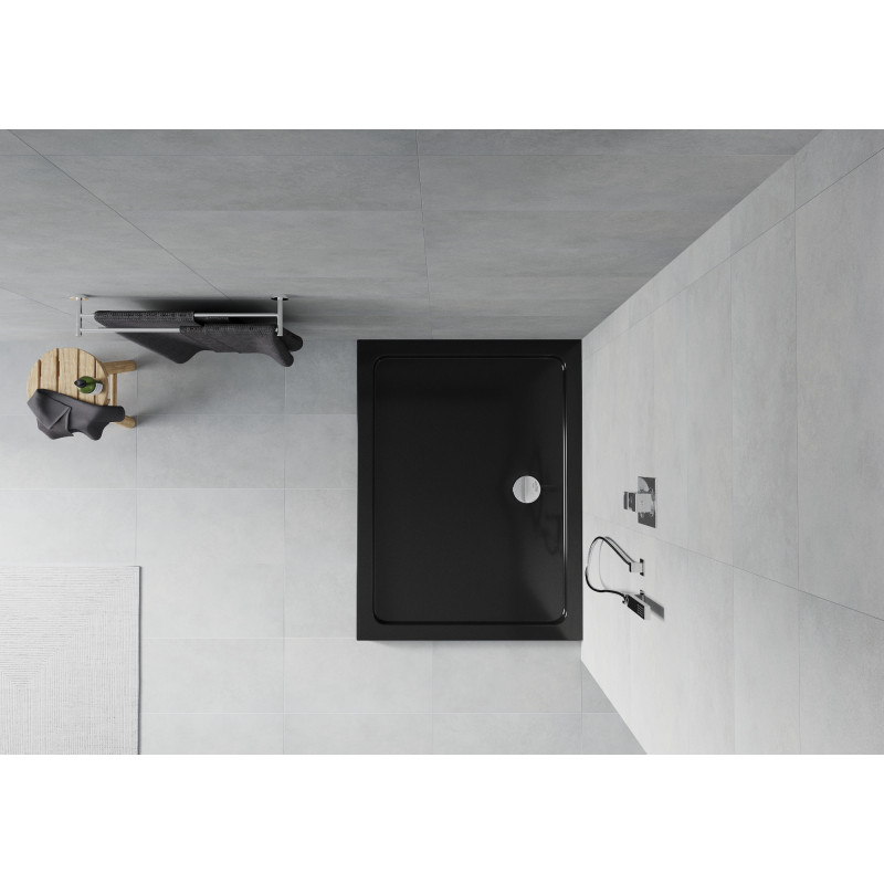 Mexen Flat obdĺžnikový sprchový kút slim 120 x 90 cm, čierny, sifón chróm - 40709012