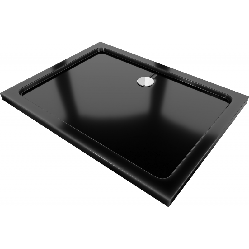 Mexen Flat obdĺžniková vanička slim 100 x 90 cm, čierna, sifón chróm - 40709010