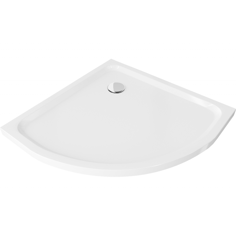 Mexen Flat polokruhový sprchový žľab slim 80 x 80 cm, biely, sifón chróm - 41108080