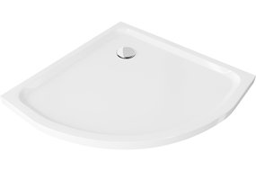 Mexen Flat polokruhový sprchový žľab slim 80 x 80 cm, biely, sifón chróm - 41108080