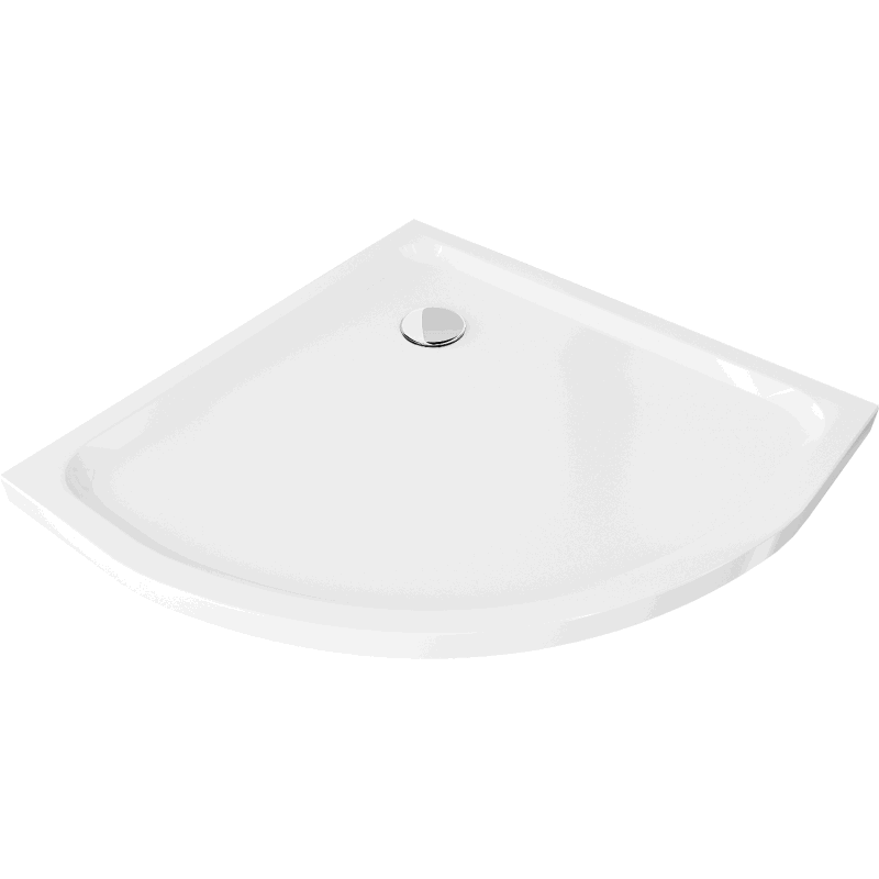 Mexen Flat polkruhová vanička slim 90 x 90 cm, biela, sifón chróm - 41109090