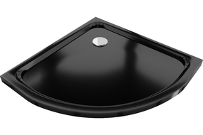Mexen Flat polkruhový sprchový kút slim 70 x 70 cm, čierny, sifón chróm - 41707070