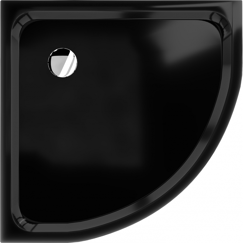 Mexen Flat polkruhová sprchová vanička slim 80 x 80 cm, čierna, sifón chróm - 41708080