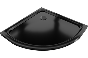 Mexen Flat polokruhový sprchovací kút slim 90 x 90 cm, čierny, čierny sifón - 41709090B