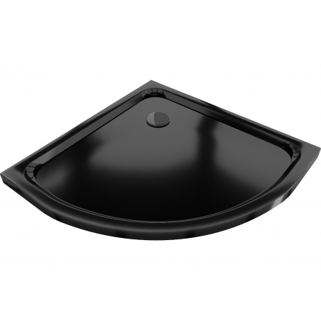 Mexen Flat polkruhový sprchový kout slim 70 x 70 cm, čierny, sifón čierny - 41707070B