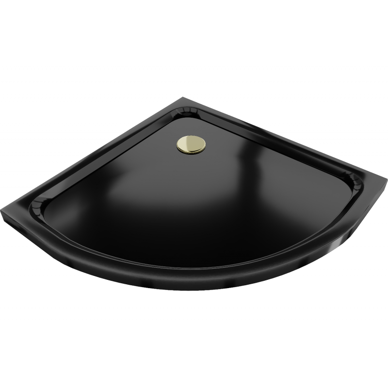 Mexen Flat sprchová vanička polkruhová slim 70 x 70 cm, čierna, sifón zlatý - 41707070G
