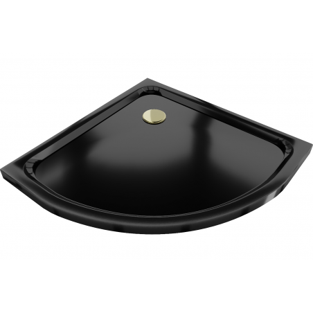 Mexen Flat sprchová vanička polkruhová slim 70 x 70 cm, čierna, sifón zlatý - 41707070G