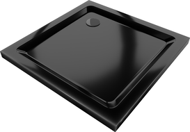 Mexen Flat štvorcový sprchový kút slim 80 x 80 cm, čierny, čierny sifón - 40708080B