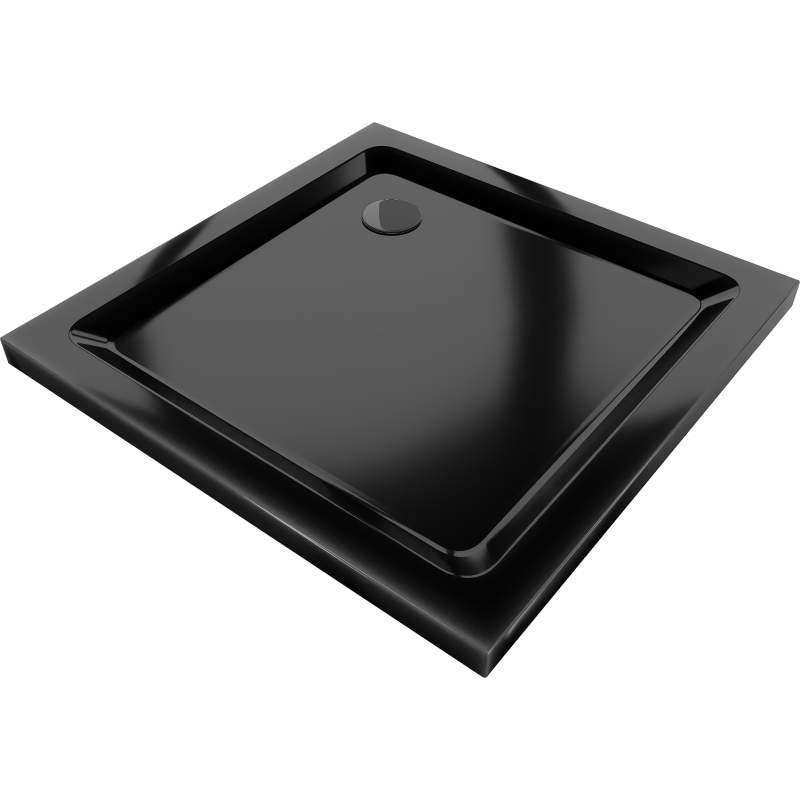 Mexen Flat štvorcový sprchový kút slim 90 x 90 cm, čierny, sifón čierny - 40709090B