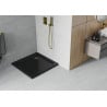 Mexen Flat štvorcová sprchová vanička slim 90 x 90 cm, čierna, syfon zlatá - 40709090G