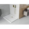 Mexen Flat obdĺžniková sprchová vanička slim 90 x 70 cm, biela, syfon zlatá - 40107090G