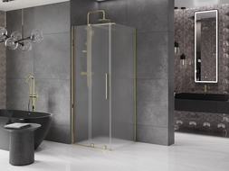 Mexen Velar posuvná sprchová kabína 90 x 90 cm, matná, zlatá - 871-090-090-31-50