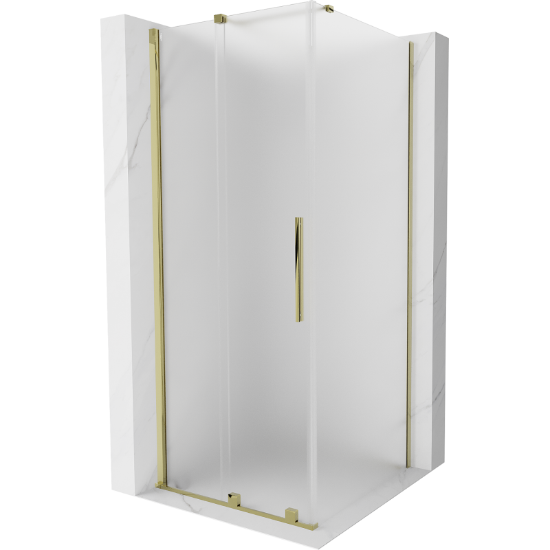 Mexen Velar posuvná sprchová kabína 100 x 100 cm, mráz, zlatá - 871-100-100-31-50