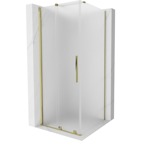 Mexen Velar posuvná sprchová kabína 100 x 100 cm, mráz, zlatá - 871-100-100-31-50