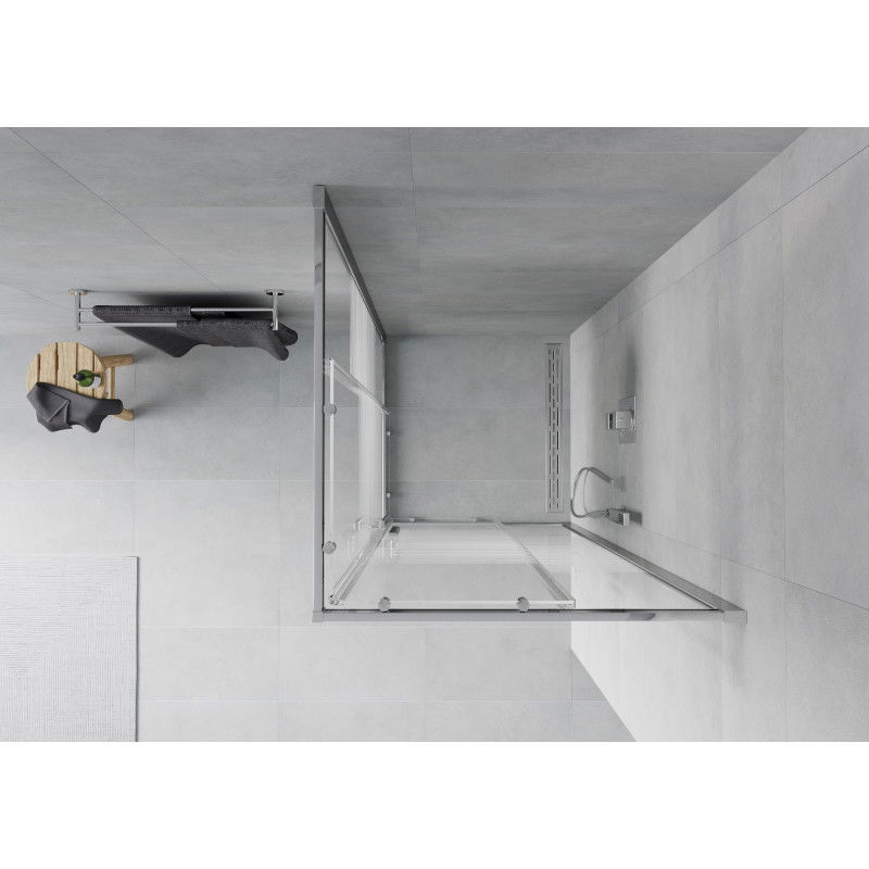 Mexen Rio štvorcová sprchová kabína 90 x 90 cm, biele pruhy, chróm - 860-090-090-01-20