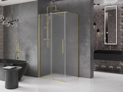 Mexen Velar posuvný sprchový kút 110 x 70 cm, matné sklo, zlatá kartáčovaná - 871-110-070-31-55