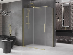 Mexen Velar posuvný sprchový kút 150 x 85 cm, matný, zlatý kartáčovaný - 871-150-085-31-55