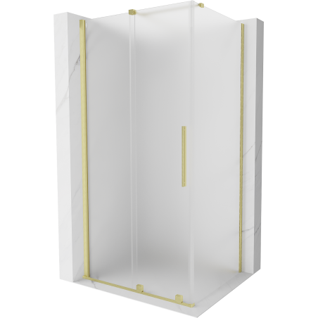Mexen Velar posuvná sprchová kabína 150 x 100 cm, mliečne sklo, zlatá kartáčovaná - 871-150-100-31-55