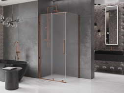 Mexen Velar posuvná sprchová kabína 100 x 80 cm, matné sklo, ružové zlato - 871-100-080-31-60