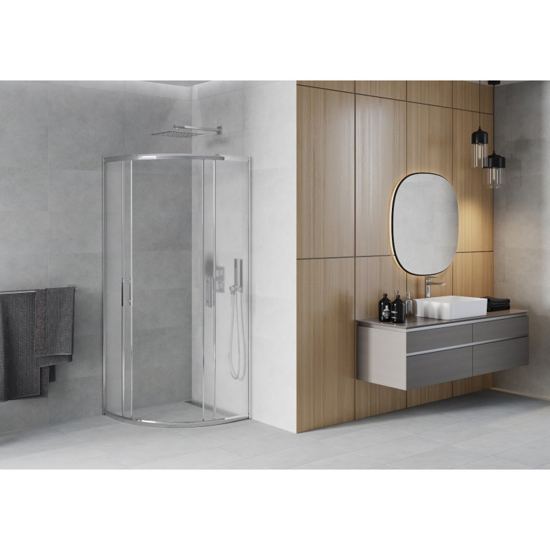 Mexen Rio polkruhový sprchovací kút 70 x 70 cm, mliečne sklo, chróm - 863-070-070-01-30
