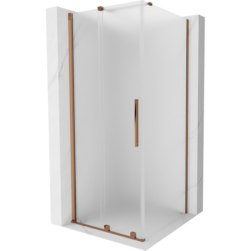 Mexen Velar posuvná sprchová kabína 90 x 90 cm, námraza, ružové zlato - 871-090-090-31-60