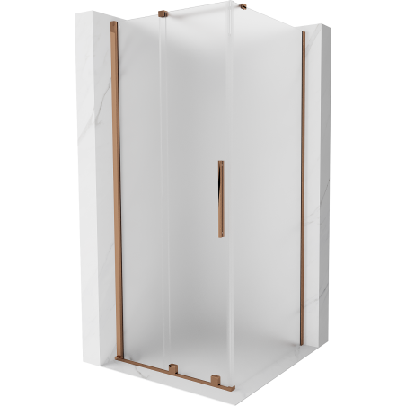 Sprchová kabína Mexen Velar s posuvnými dverami 120 x 120 cm, matné sklo, ružové zlato - 871-120-120-31-60