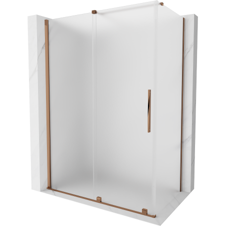 Mexen Velar posuvná sprchová kabína 150 x 70 cm, matné sklo, ružové zlato - 871-150-070-31-60