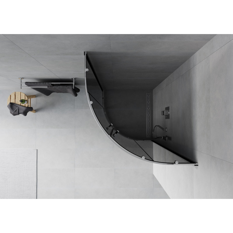 Mexen Rio polkruhový sprchový kút 70 x 70 cm, grafit, chróm - 863-070-070-01-40