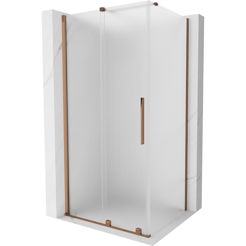 Mexen Velar sprchový kút posuvný 150 x 100 cm, matné sklo, ružové zlato - 871-150-100-31-60