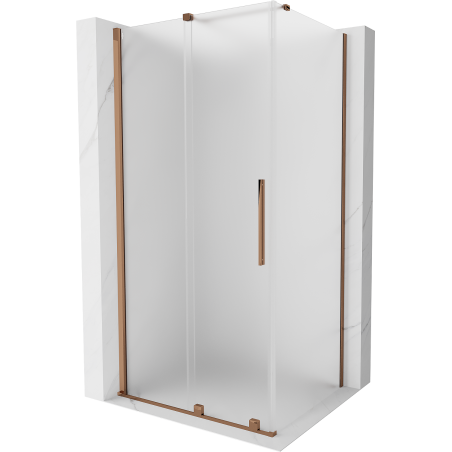 Mexen Velar sprchový kút posuvný 150 x 100 cm, matné sklo, ružové zlato - 871-150-100-31-60