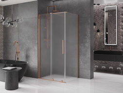 Mexen Velar posuvný sprchový kút 100 x 80 cm, matné sklo, brúsená meď - 871-100-080-31-65
