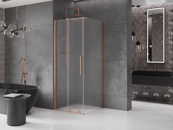 Mexen Velar posuvná sprchovacia kabína 90 x 90 cm, matné, brúsená meď - 871-090-090-31-65