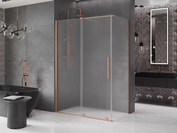 Mexen Velar posuvná sprchová kabína 130 x 75 cm, námraza, kartáčovaná meď - 871-130-075-31-65