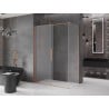 Mexen Velar posuvný sprchový kút 150 x 75 cm, matné sklo, kartáčovaná meď - 871-150-075-31-65