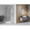 Mexen Rio sprchový kút polokruhový 90 x 90 cm, transparentný, chróm + sprchová vanička Rio, biela - 863-090-090-01-00-4710