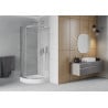 Mexen Rio sprchový kút polokruhový 90 x 90 cm, transparentný, chróm + sprchová vanička Rio, biela - 863-090-090-01-00-4710